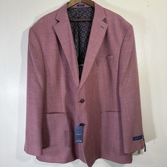 Stafford Men's 52 Regular Classic Fit Wool Mauve Sport Coat NEW - Picture 12 of 16